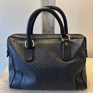 Vintage Celine Macadam Navy Canvas Boston Bag RARE